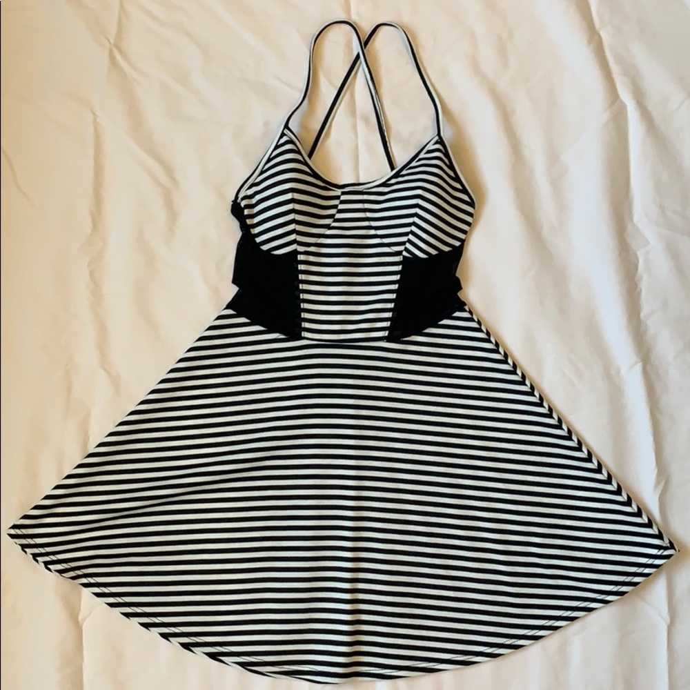 Black and White Stripped Dress w/ Sheer Panels